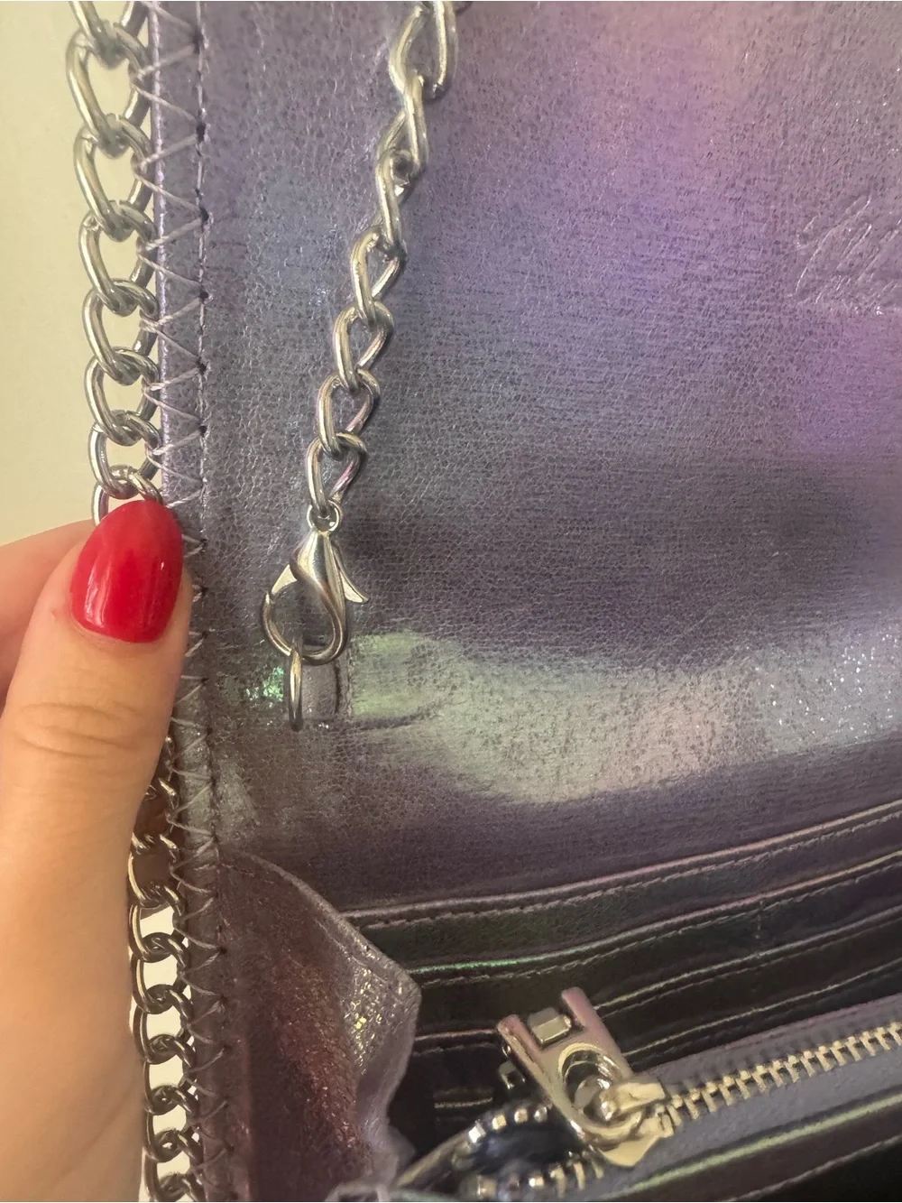 Iridescent Silver Chain Purse / Clutch